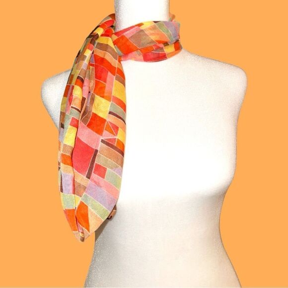 Adorable infinity scarf with bright abstract color design! - Picture 2 of 6